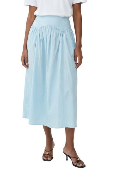 The Lulo Project The Lulo Project Maddy Drop Waist Stretch Cotton Midi Skirt