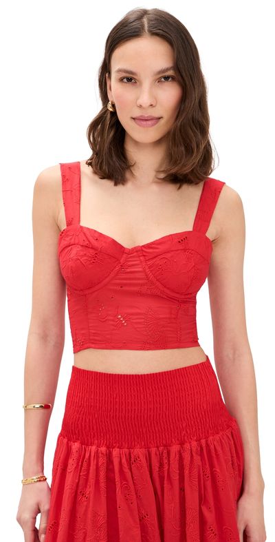 The Lulo Project The Lulo Project The Bustier Koel Eyelet Bird Red
