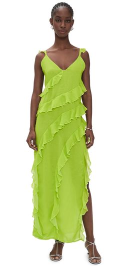 The Lulo Project The Lulo Project The Cascade Dress Lime