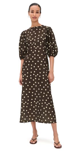 The Lulo Project The Lulo Project The Dawn Dress Polka Dots Brown