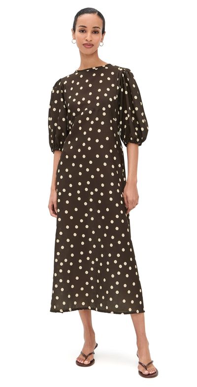 The Lulo Project The Lulo Project The Dawn Dress Polka Dots Brown