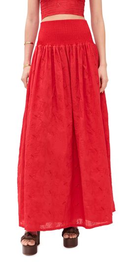 The Lulo Project The Lulo Project The Drift Skirt Koel Eyelet Bird Red