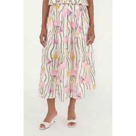 The Lulo Project The Lulo Project The Reef Print Pleated Linen & Cotton Maxi Skirt