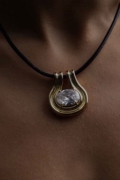 The M Jewelers The M Jewelers Bibi Gem Pendant Necklace in Gold, Women's at Urban Outfitters