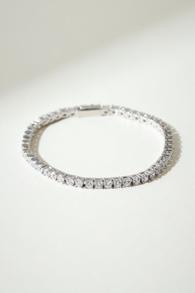 The M Jewelers The M Jewelers Medium Essential Tennis Bracelet in Silver, Women's at Urban Outfitters
