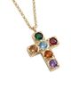The M Jewelers The M Jewelers Multicolor Bezel Cross Pendant Necklace - 1