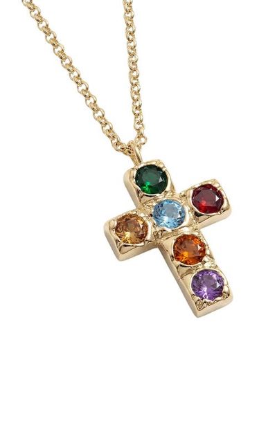 The M Jewelers The M Jewelers Multicolor Bezel Cross Pendant Necklace