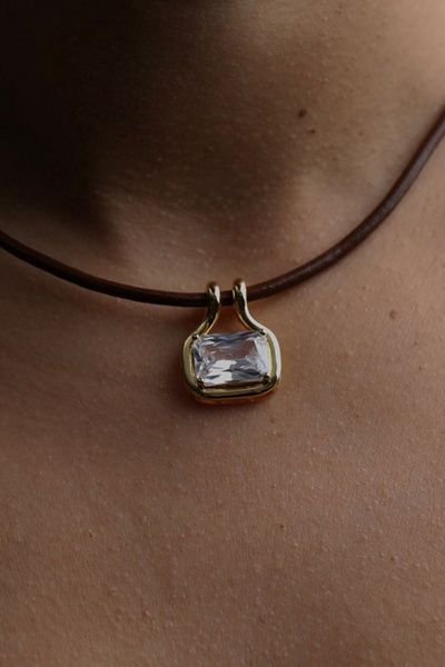 The M Jewelers The M Jewelers Naia Gem Pendant Necklace in Clear, Women's at Urban Outfitters