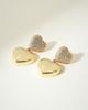 The M Jewelers The M Jewelers Pavé Double Heart Earrings in Gold, Women's at Urban Outfitters - 1