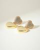 The M Jewelers The M Jewelers Pavé Double Heart Earrings in Gold, Women's at Urban Outfitters - 3