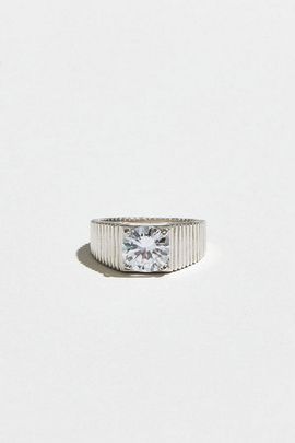 The M Jewelers The M Jewelers Rouge CZ Signet Ring in Silver, Women's at Urban Outfitters
