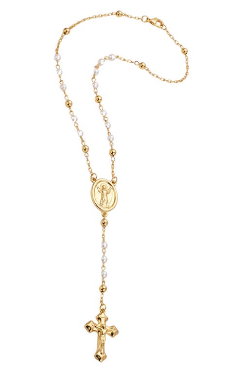 The M Jewelers The M Jewelers The Pearl Rosary Cross Pendant Necklace