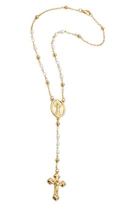 The M Jewelers The M Jewelers The Pearl Rosary Cross Pendant Necklace