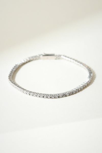 The M Jewelers The M Jewelers Thin Essential Tennis Bracelet in Silver, Women's at Urban Outfitters