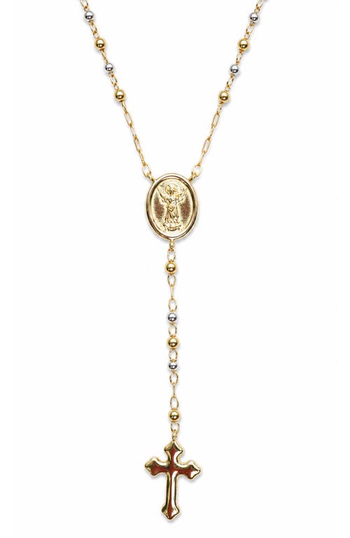 The M Jewelers The M Jewelers Two Tone Rosary Cross Pendant Necklace