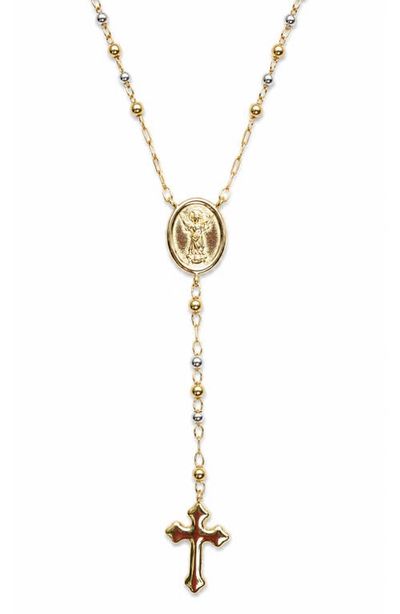 The M Jewelers The M Jewelers Two Tone Rosary Cross Pendant Necklace