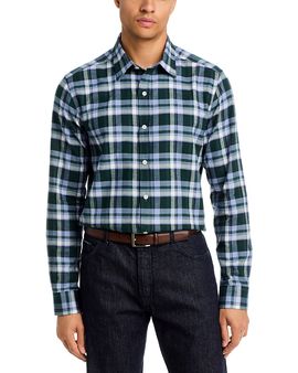 The Men's Store At Bloomingdale's The Men's Store at Bloomingdale's Elegant Cotton Point Collar Tartan Shirt