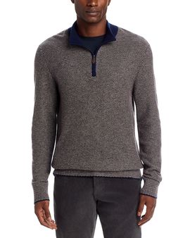 The Men's Store At Bloomingdale's The Men's Store at Bloomingdale's Jacquard Quarter Zip Wool Blend Sweater