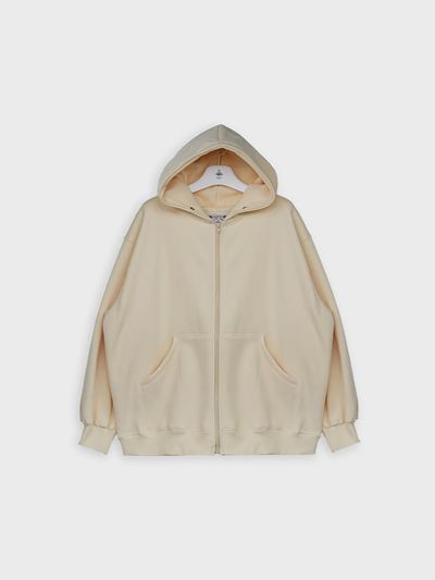 The milui Cotton Polyester Overfit Hood Zip-Up [Yellow]