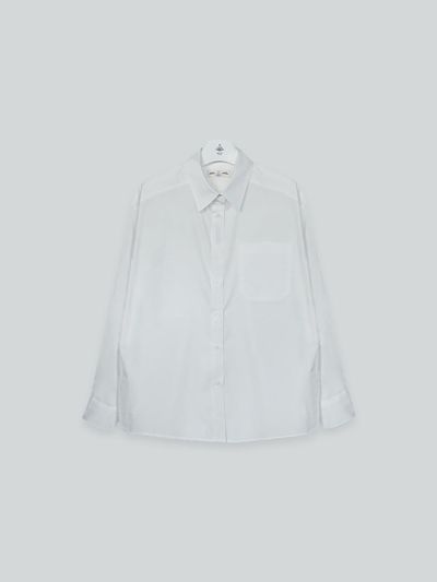 The milui Cotton Polyester Pearl Button Side Slit Shirt [Ivory]