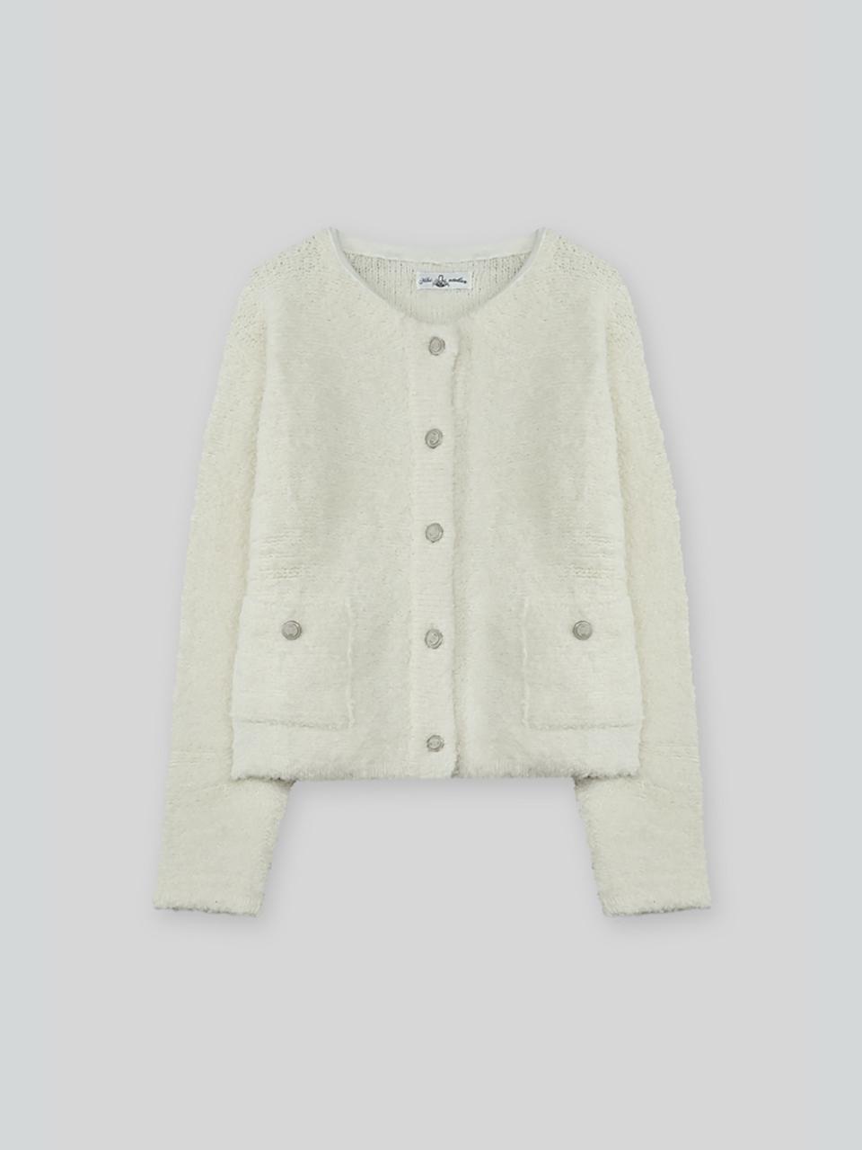 The milui Lambswool Stripe Textured Cardigan [Beige]