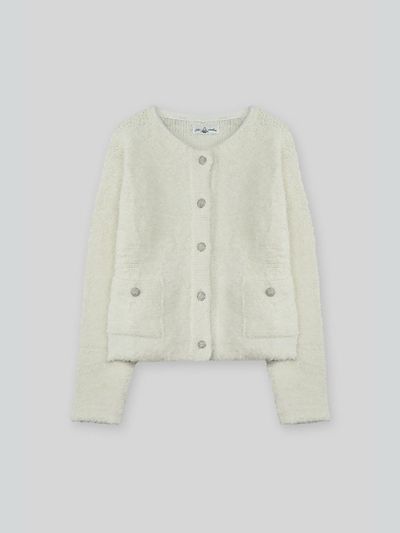 The milui Lambswool Stripe Textured Cardigan [Beige]