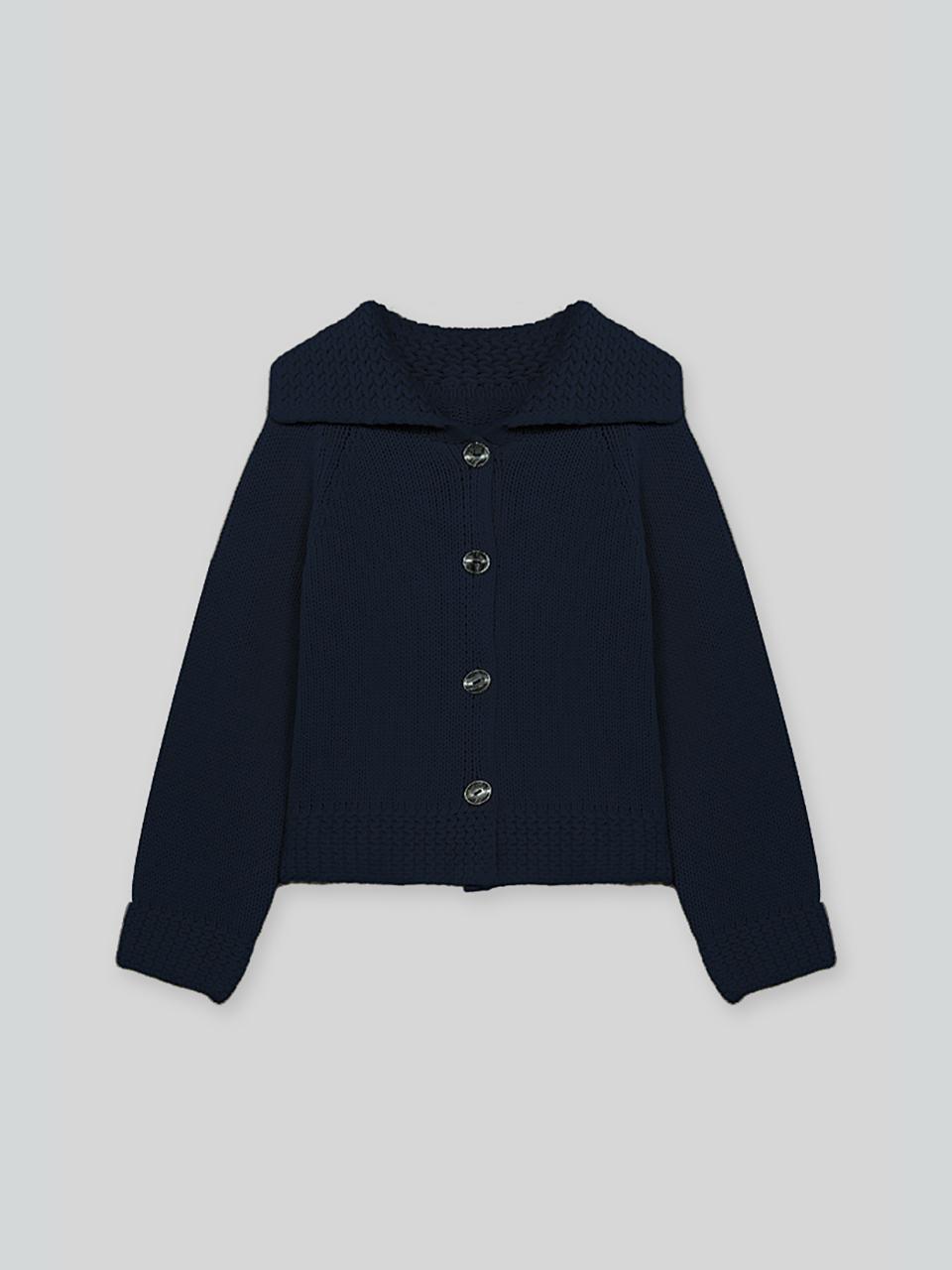 The milui Merino Wool Cropped Raglan Cardigan [Navy]