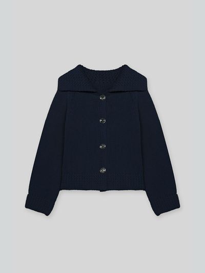 The milui Merino Wool Cropped Raglan Cardigan [Navy]