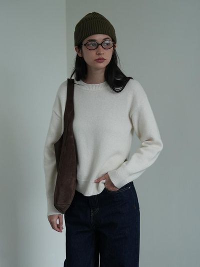 The milui Wool Alpaca Round Neck Knit [Beige]