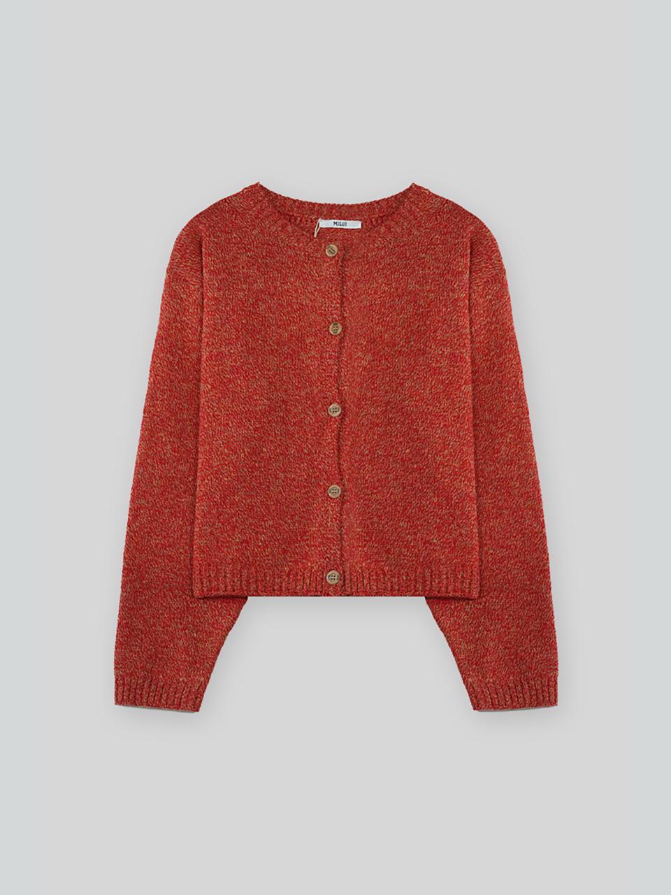The milui Woolly Baby Alpaca Round Neck Cardigan [RED]