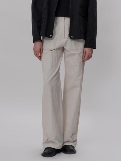 THE MITTEN Bowl Button Pants (White)