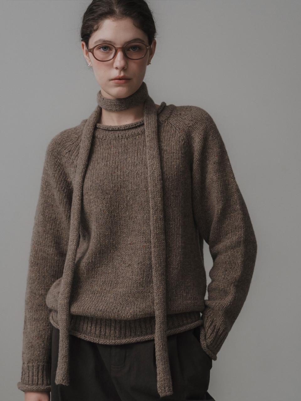 THE MITTEN Butter nep muffler knit (brown)