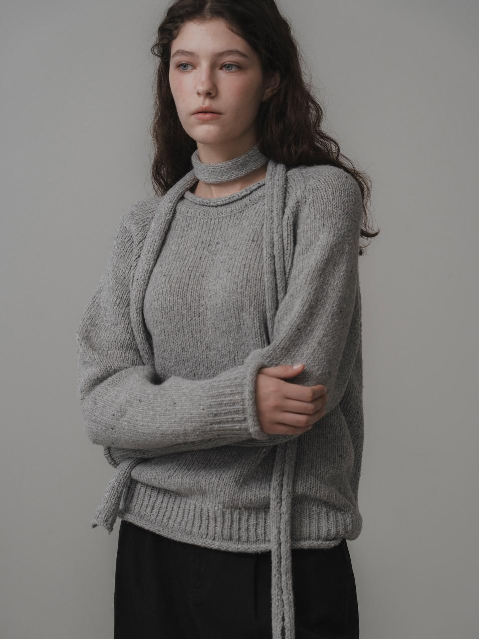 THE MITTEN Butter nep muffler knit (gray)