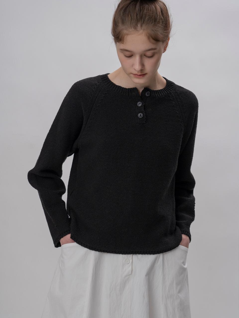 THE MITTEN Button knit (Black)