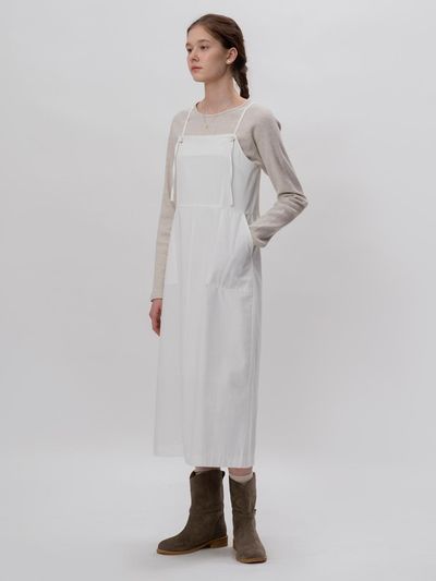 THE MITTEN Eyelet Strap Dress (White)