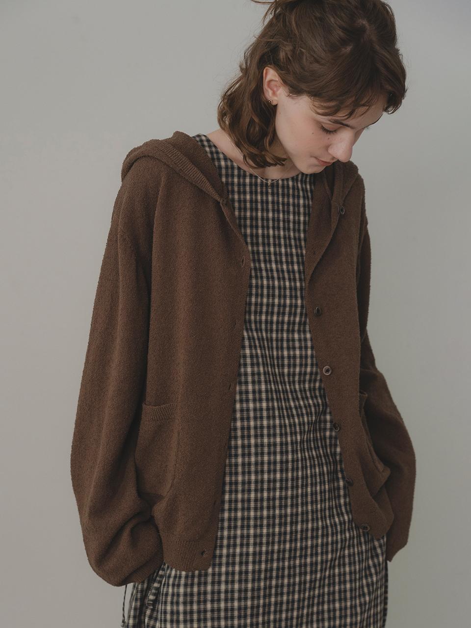 THE MITTEN Hoodie Knit Cardigan [Brown]