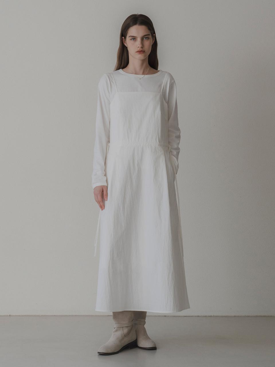 THE MITTEN Minimalist Long Sleeveless Strap Dress [Beige]