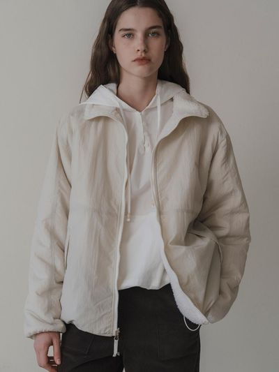 THE MITTEN Reversible Woolly Faux Fur Grid Pattern Jumper [Light Brown Beige]