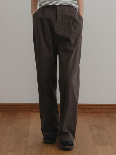 THE MITTEN Slug Cotton Wide Pants [bark]