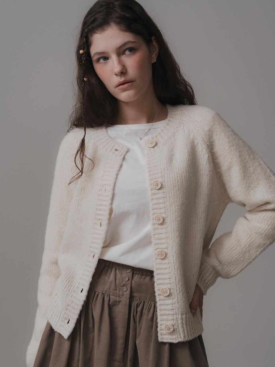 THE MITTEN Suave knit cardigan (cream)
