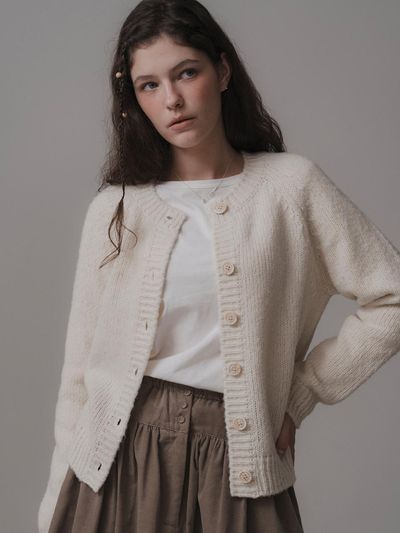 THE MITTEN Suave knit cardigan (cream)