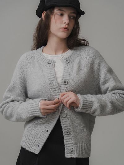 THE MITTEN Suave knit cardigan (fog)