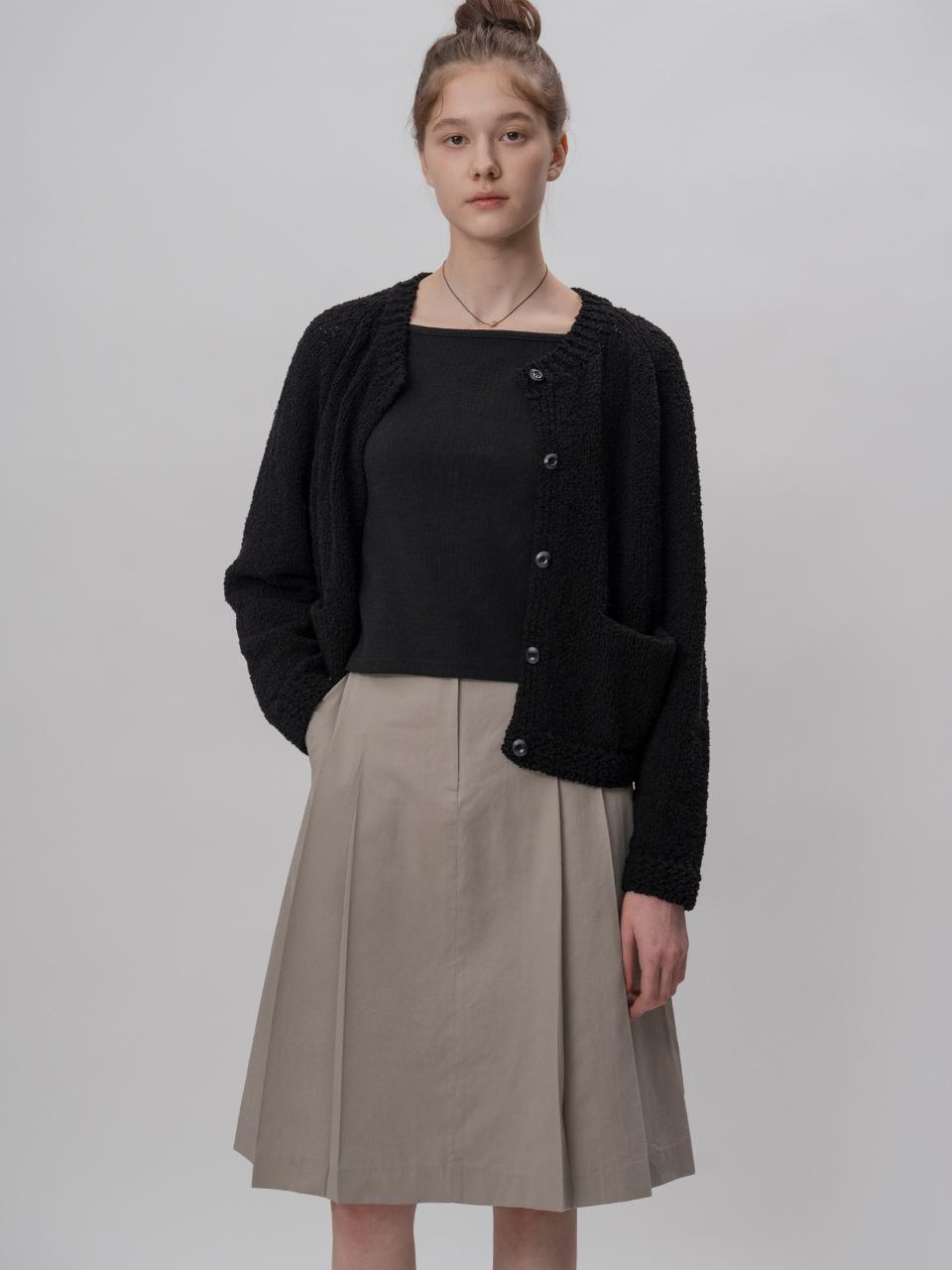 THE MITTEN Weave cotton cardigan (black)