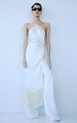 The New Arrivals Ilkyaz Ozel The New Arrivals Ilkyaz Ozel Blanca Fringe Midi Dress