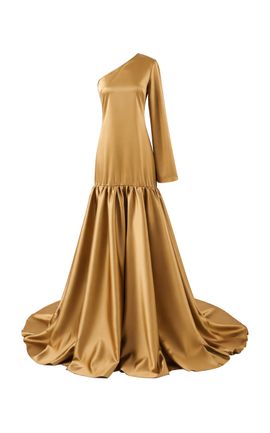 The New Arrivals Ilkyaz Ozel The New Arrivals Ilkyaz Ozel Ecliptia OneShoulder Satin Maxi Dress