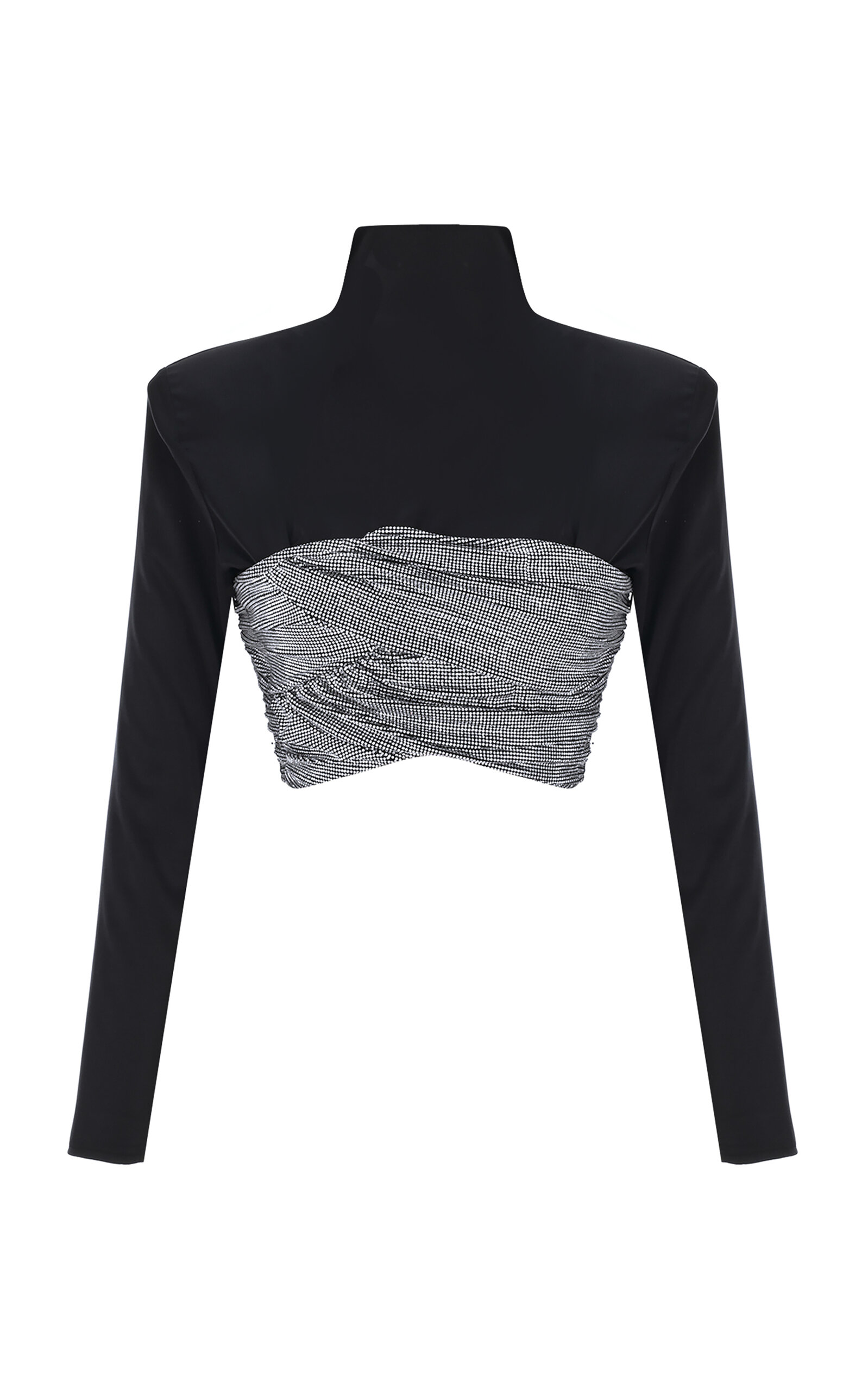 The New Arrivals Ilkyaz Ozel The New Arrivals Ilkyaz Ozel Âgnes CrystalTrimmed Cropped Top