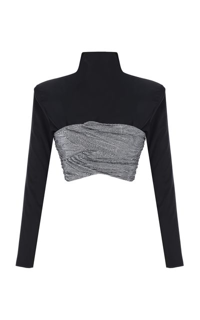 The New Arrivals Ilkyaz Ozel The New Arrivals Ilkyaz Ozel Âgnes CrystalTrimmed Cropped Top