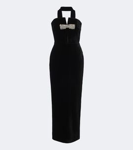 The New Arrivals Ilkyaz Ozel The New Arrivals Ilkyaz Ozel Holly embellished scarf-detail velvet gown