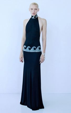 The New Arrivals Ilkyaz Ozel The New Arrivals Ilkyaz Ozel Leia Embellished Halter Evening Gown