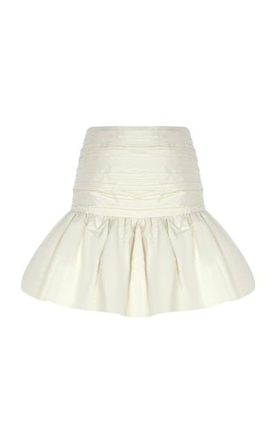 The New Arrivals Ilkyaz Ozel The New Arrivals Ilkyaz Ozel Lina Ruched SilkTaffeta Bubble Mini Skirt
